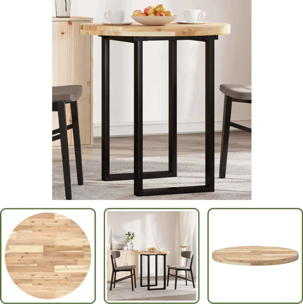 Piano Tavolo Ø70cm in Pregiata Acacia Massiccia | Spessore 4cm Luxury
