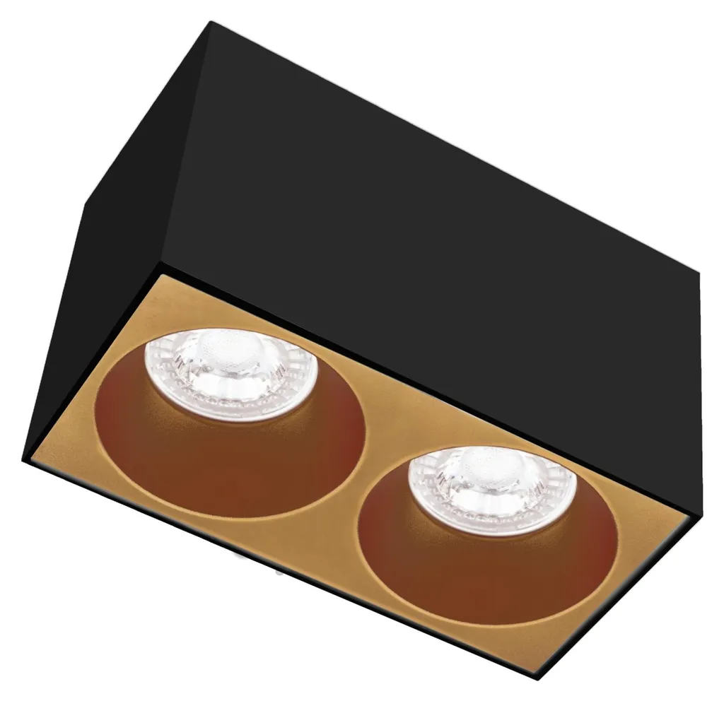 Plafonnier Double Spot Noir et Or ESSENZA SQ pour un Éclairage Moderne