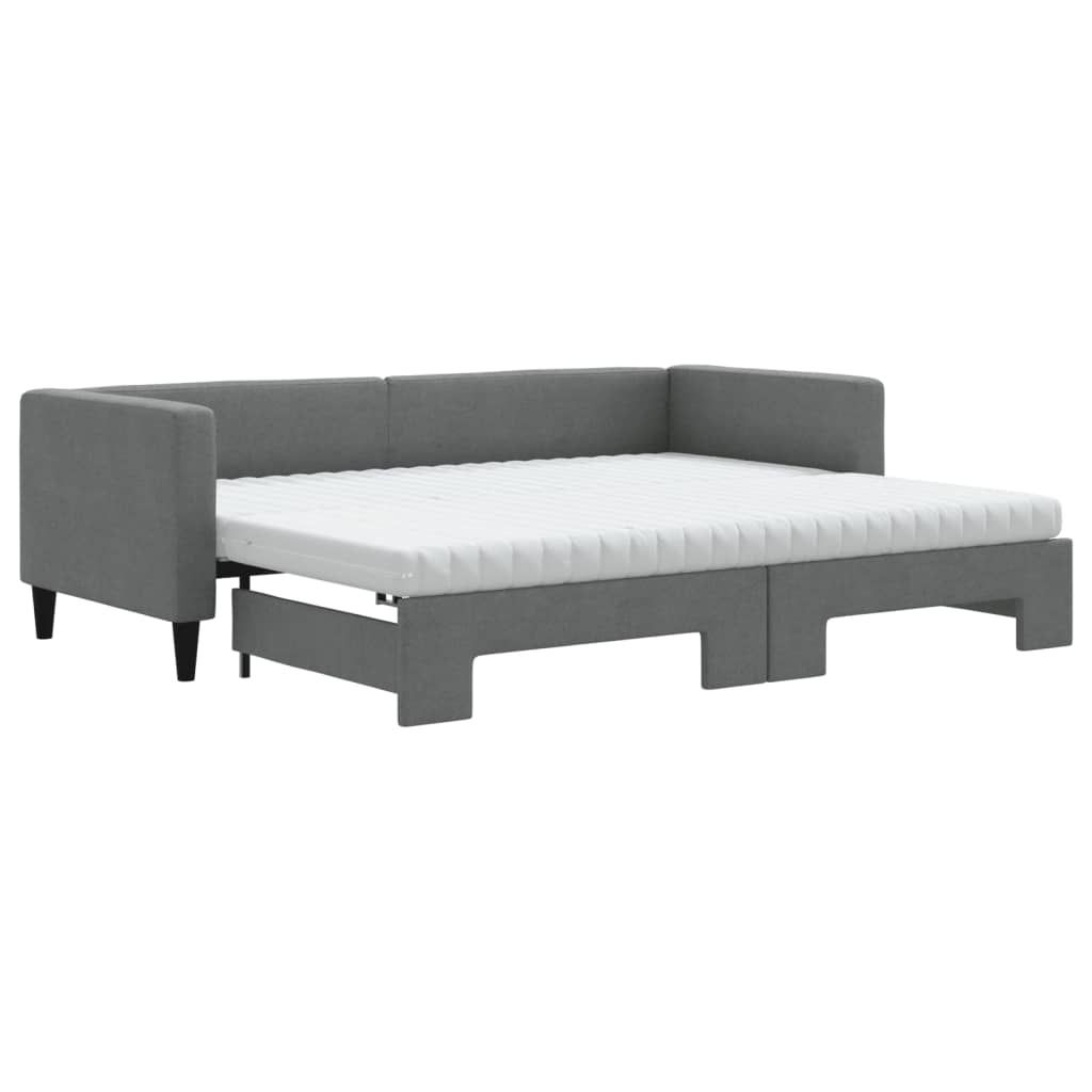 vidaXL Tagesbett Ausziehbar mit Matratzen Dunkelgrau 80x200 cm Stoff