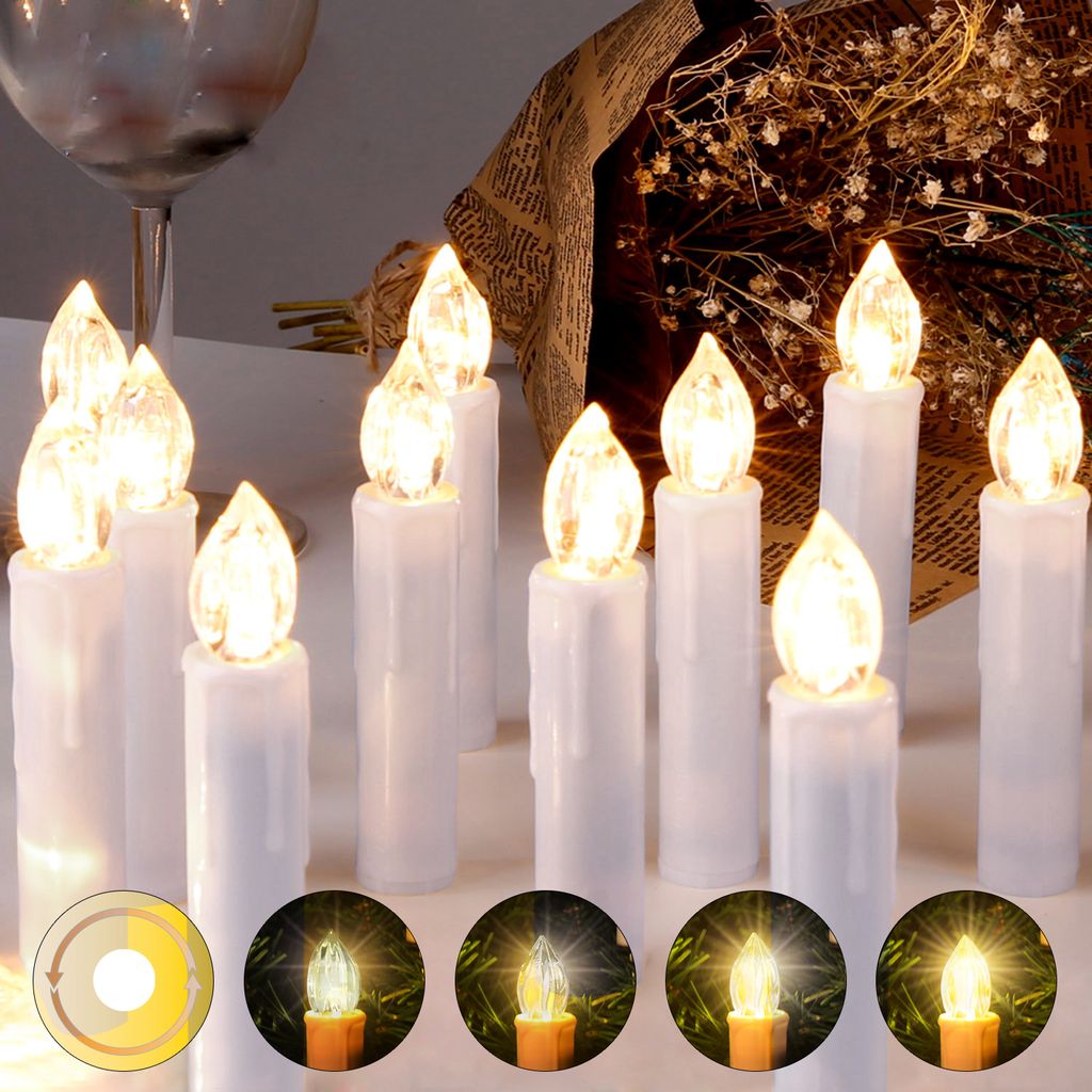 Kabellose LED Weihnachtskerzen Lichterkette Kerze Weihnachtsbaumkerzen 30er Warm