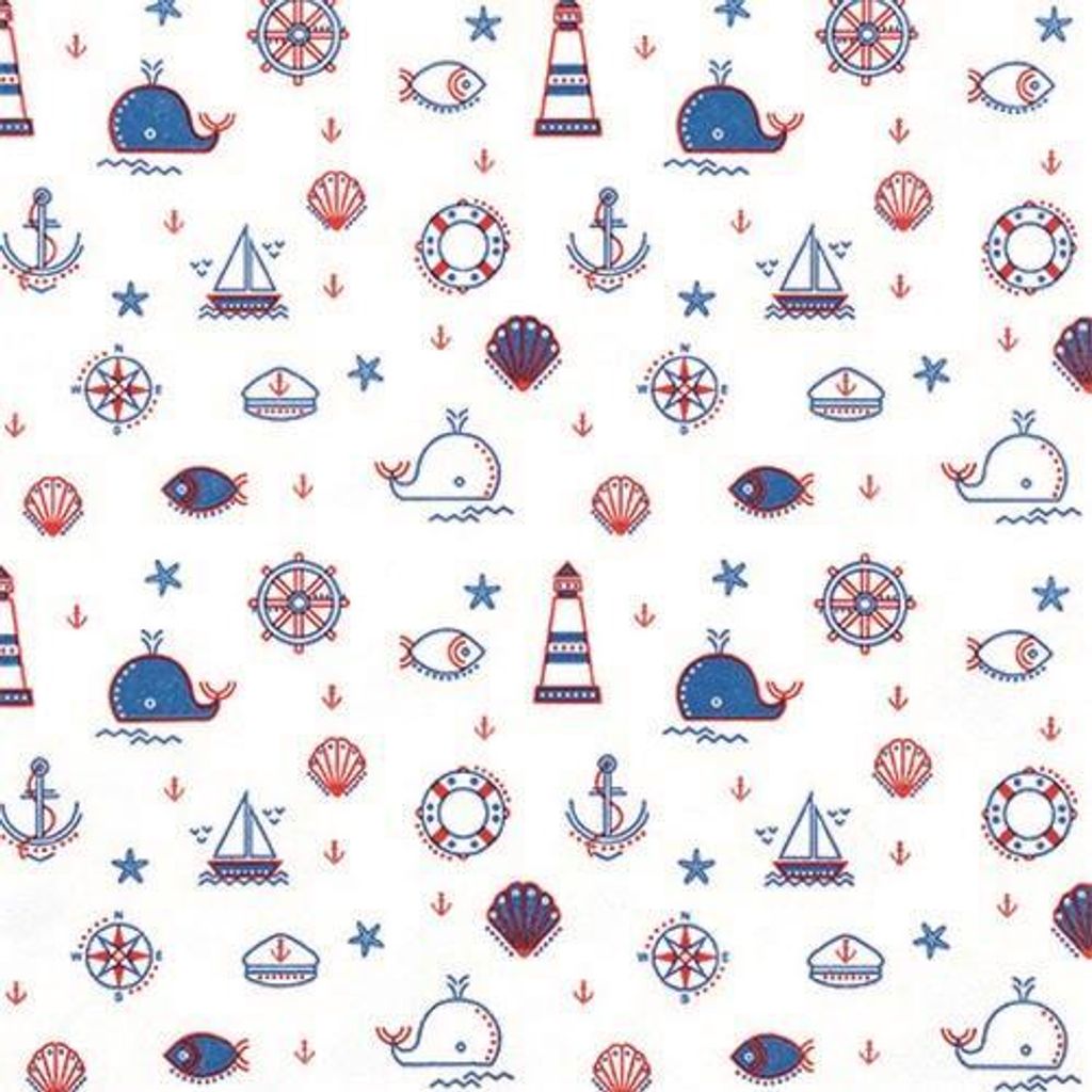 RP 20 Servietten Nautical Pattern - Nautisches Muster 33x33cm