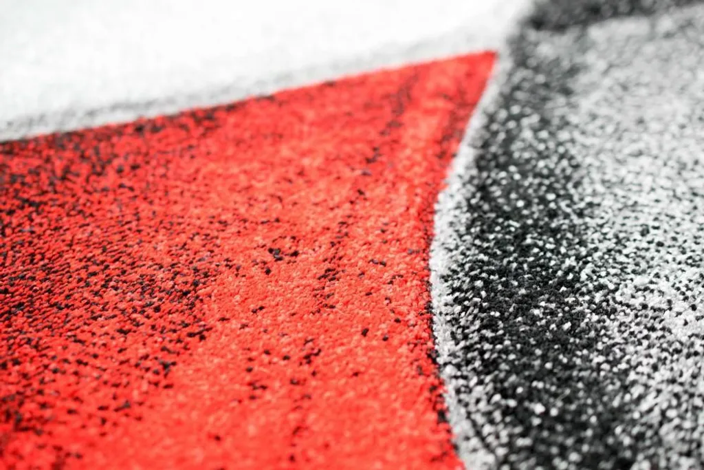 Tapis salon design vagues tricolore rouge gris noir haute densité 80x300