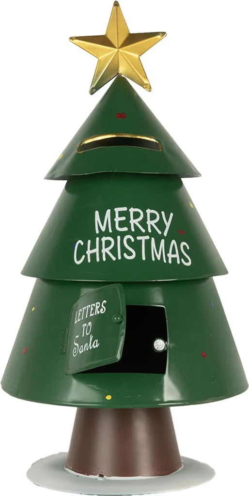 Décoration de Noël Boîte aux lettres métal vert Ø 18x35 cm Clayre & Eef