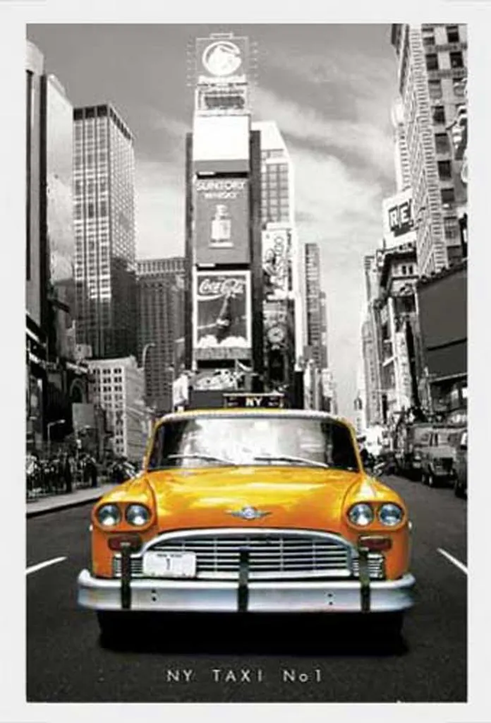 Offerta Set Poster New York Taxi + Cornice Shinsuke MDF Bianca