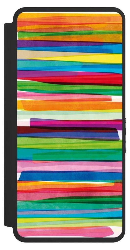 NIVOCASE Klapphülle für Samsung Galaxy S26 Ultra Handyhülle aus Kunst Leder NIVOflip schwarz Streifen Wasserfarbe bunt
