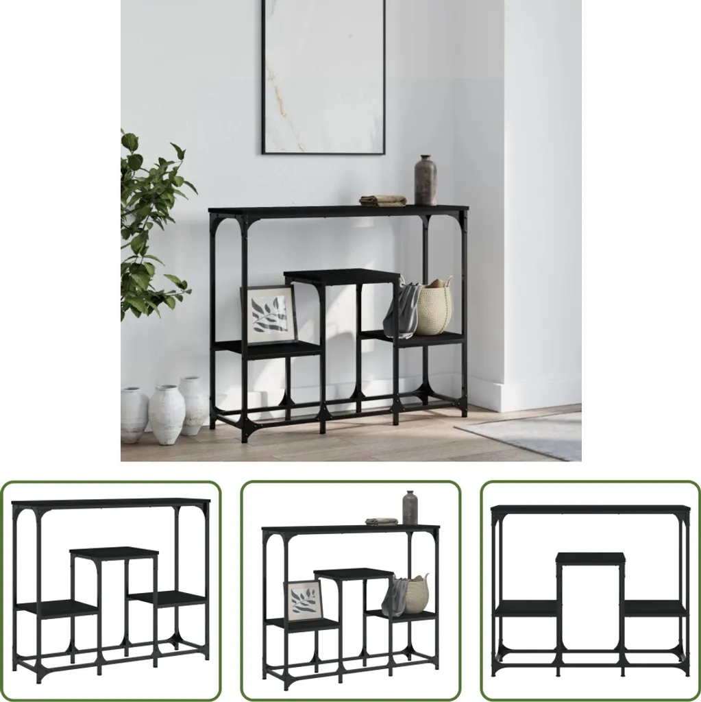 The Living Store Tavolo consolle nero 89,5x28x76 cm in materiale ligneo