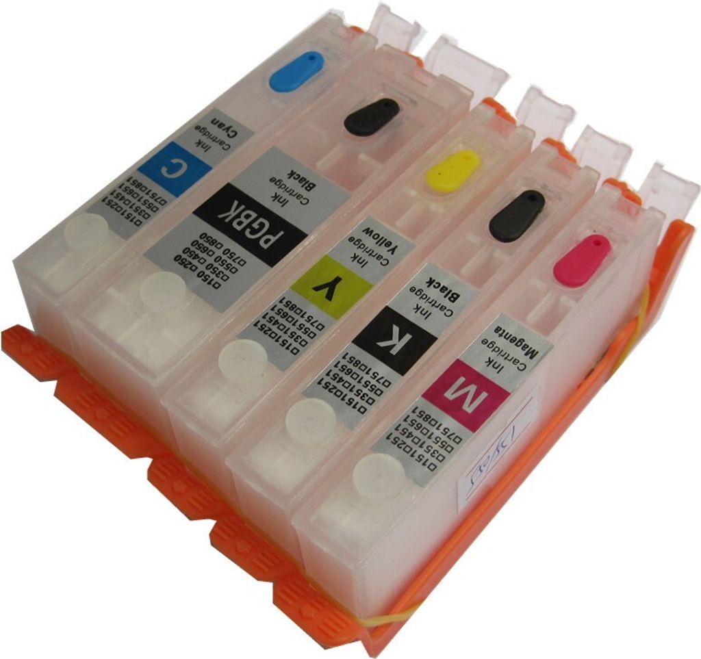 5 wiederbefüllbare Tintenpatronen kompatibel mit Canon PGI-570 black + CLI-571 cyan, magenta, yellow, black - 5 nachfüllbare Druckerpatronen mit ...