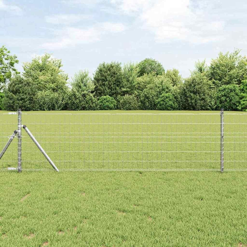 Maison Exclusive - Zaun mit Pfosten Silber 0,8 x 25 m Stahl und PVC