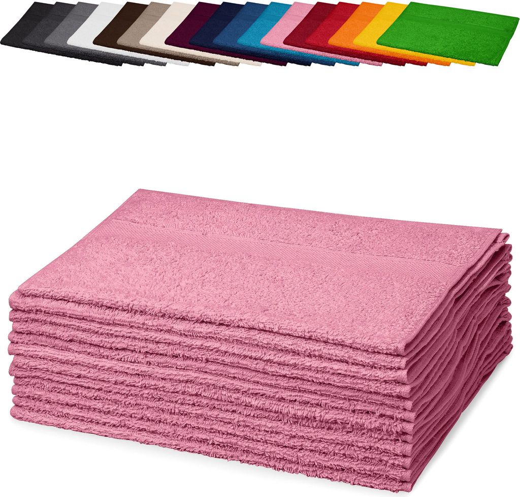 10er PACK Gästetücher 30x50 cm Gästehandtücher Kinderhandtücher Babyhandtücher 100% Baumwolle, Farbe: Rosa