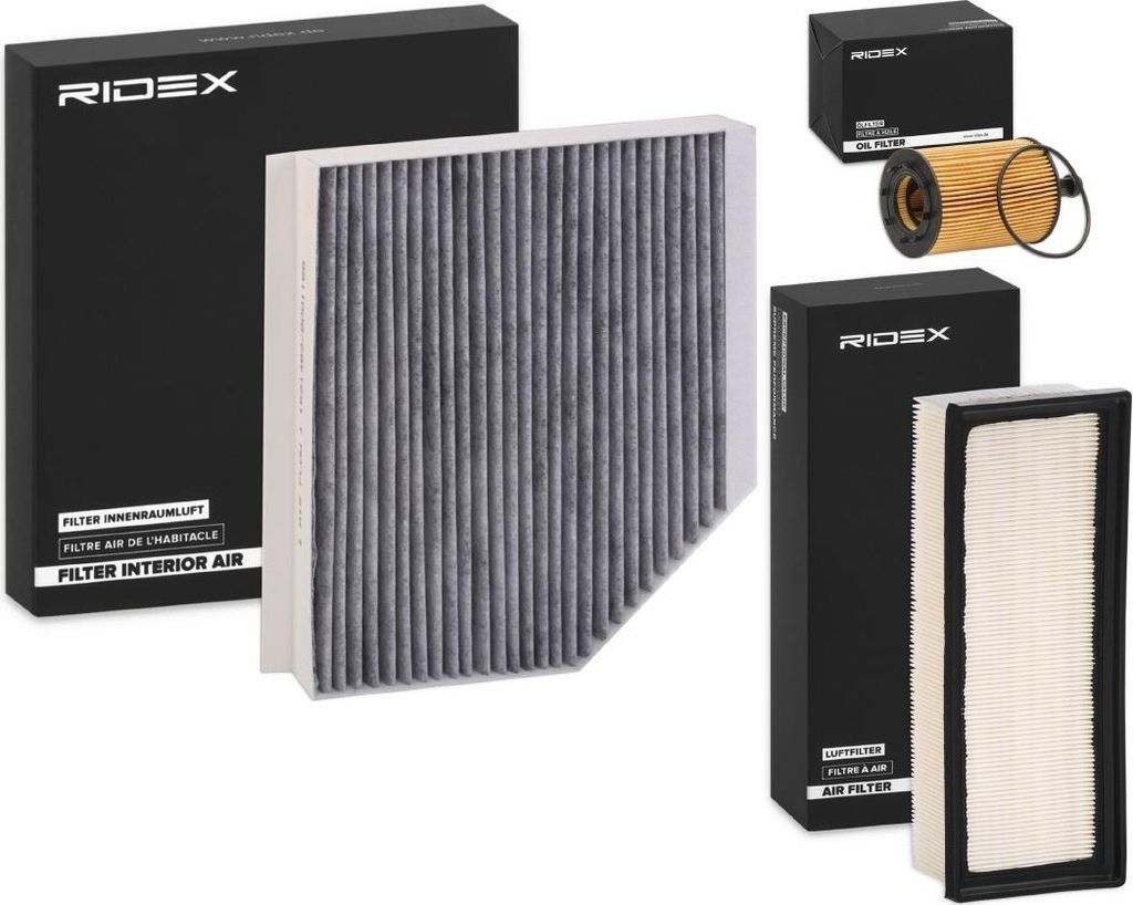 RIDEX Filterset Inspektionspaket Filtersatz für VW GOLF VI (5K1) TOURAN (1T1, 1T2) für AUDI A4 Avant (8K5, B8) Q5 (8RB) A5 Sportback (8TA) A5 Coupe