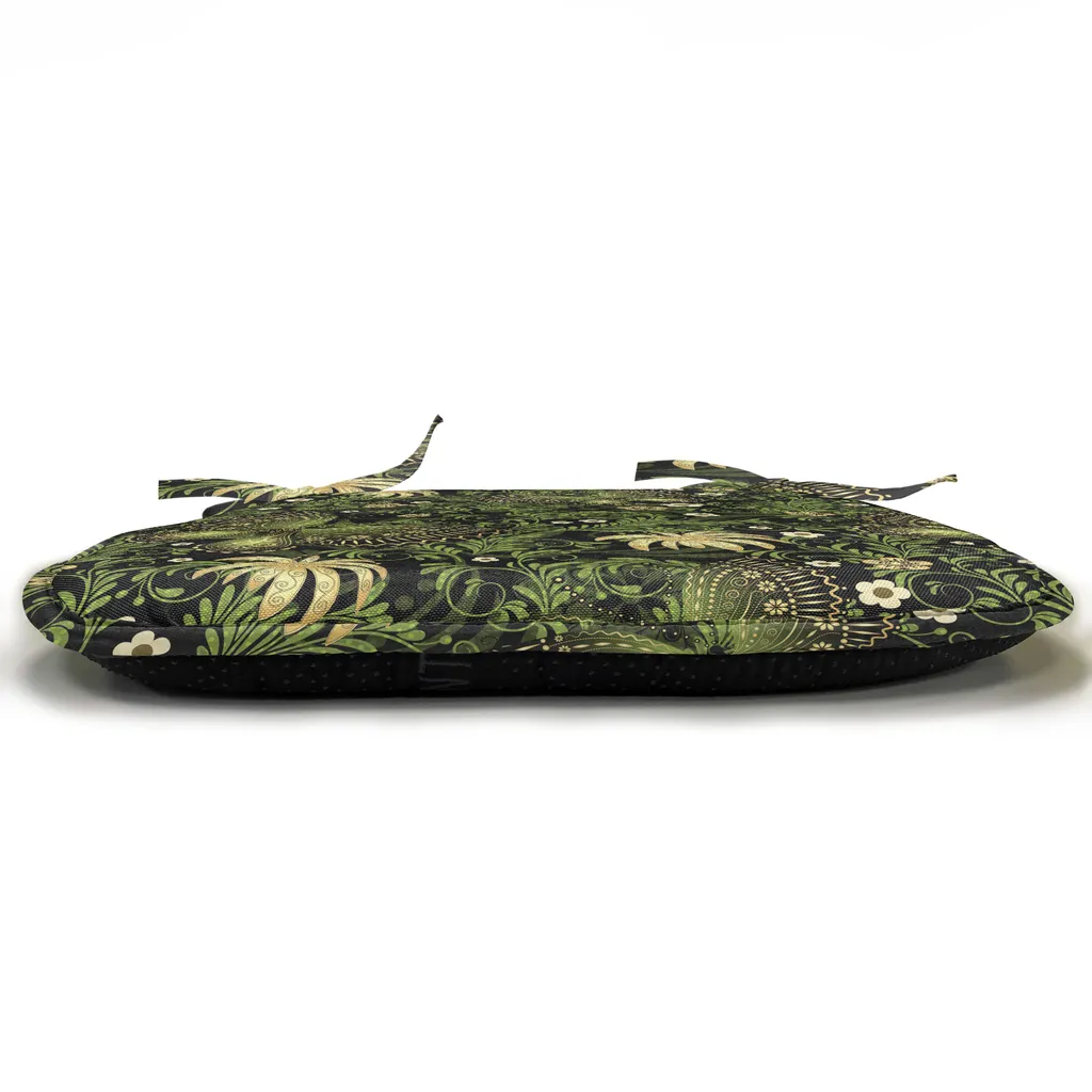 Coussin de Chaise avec Attaches Déperlant Motif Papillon Vert et Noir - 3