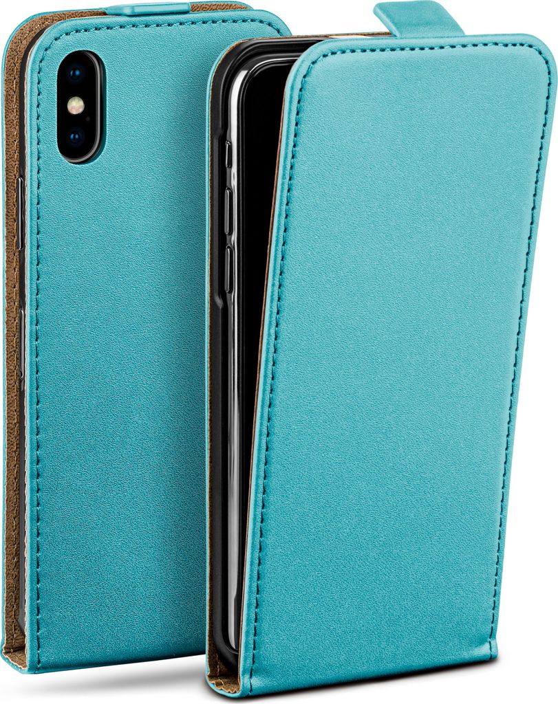 moex Flip Case kompatibel mit Apple iPhone X / iPhone XS - Hülle mit 360 Grad Schutz, Türkis