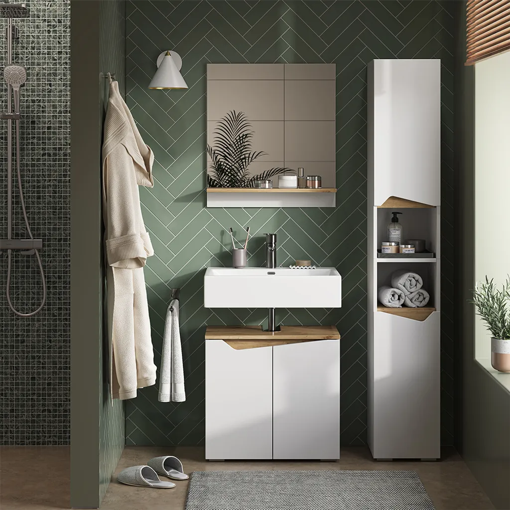 Organizzatore Bagno Vicco Marelle 30x180cm | Bianco/Rovere Artisan - 4