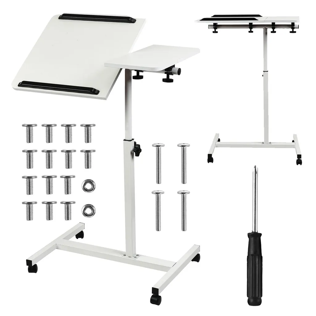 Bureau d'appoint ergonomique Maclean MC-121 W blanc évite le mal de dos