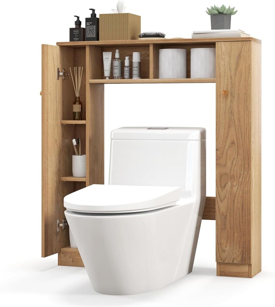GOPLUS Toilettenregal Toiletteschrank mit doppelter Tür, 2 Produktbild 