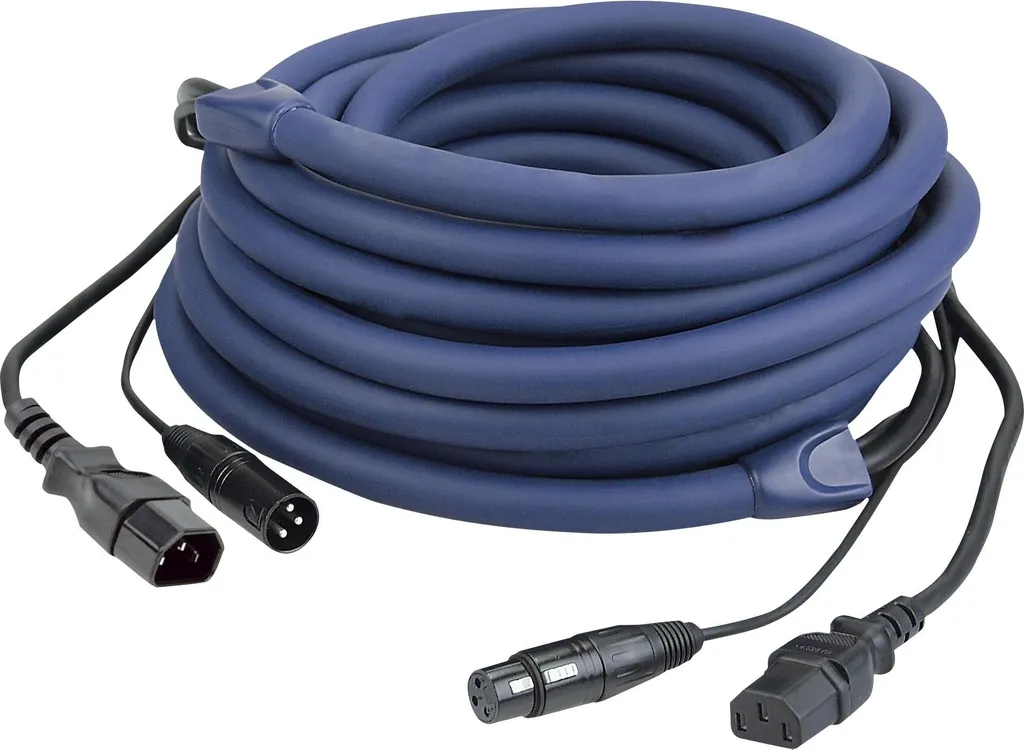 Câble d'alimentation et DMX 10m DAP FP12 blindé à connecteurs XLR/IEC
