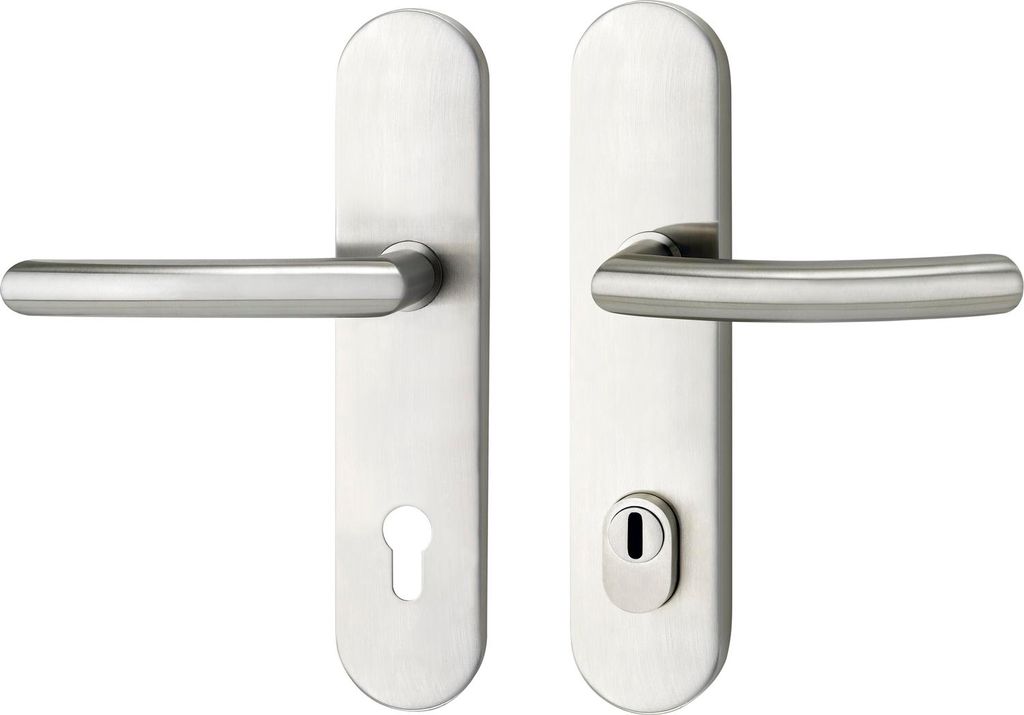 Türbeschlag Arc | Türgriff auf Schild PZ 88, höhe 16mm | mit Kzs, Edelstahl matt