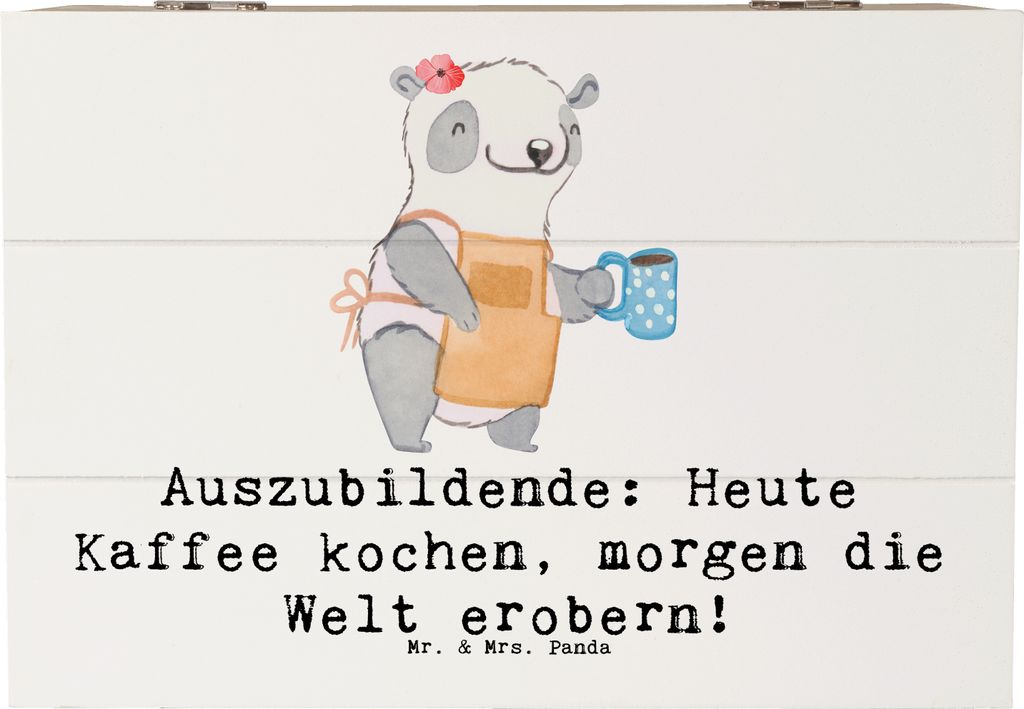 Mr. & Mrs. Panda Truhe Auszubildender Abenteuer 22 x 15 cm - Weiß - Geschenk, Berufe, Motivation, Kiste, Berufsalltag, Wertschätzung, besonderer ...