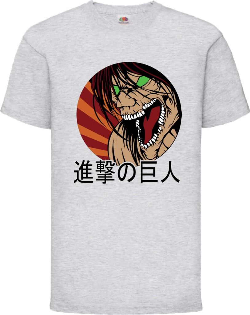 Kinder T-Shirt Japan Animation Manga Anime Comics Attack Anime On Titan Eren Yeager 08 Var-030 Titan Eren, 12-13 Jahr - 152 / Grau