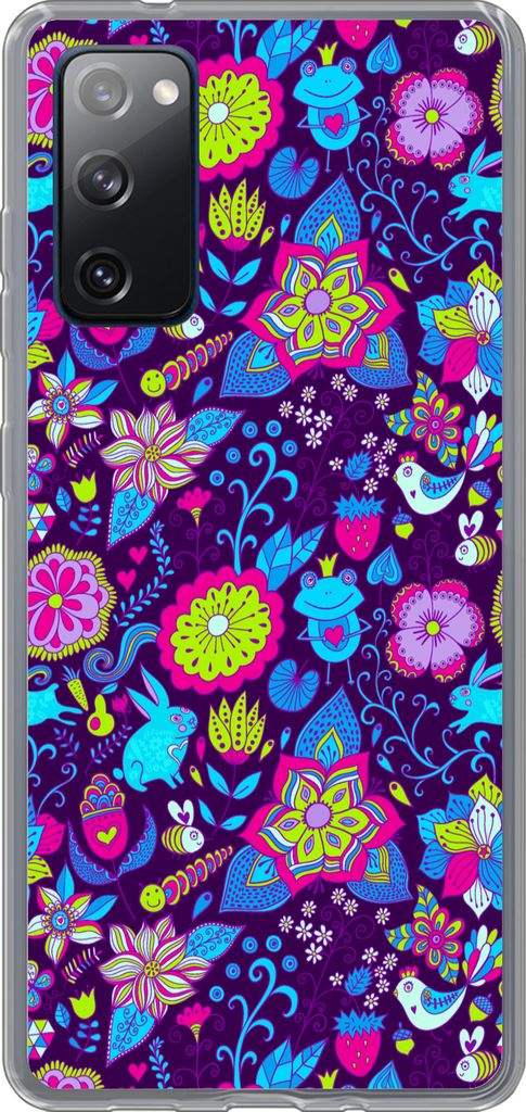 MuchoWow Handyhülle Schutzhülle Hülle für Telefoonhoesje Samsung Galaxy S20 FE Mädchen - Kaninchen - Rosa - Muster - Mädchen - Kinder - Kin...