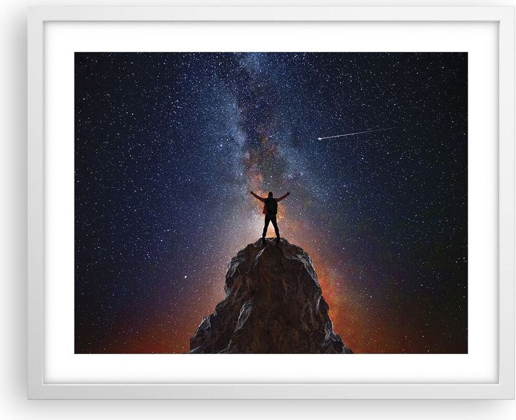 Gerahmtes Poster - Weißer Rahmen - Kosmos Maßstab Mensch - 50x40 cm - Wand Bild - Wanddeko - Wandbilder - Kunstposter - Wandposter - Bilderrahmen...