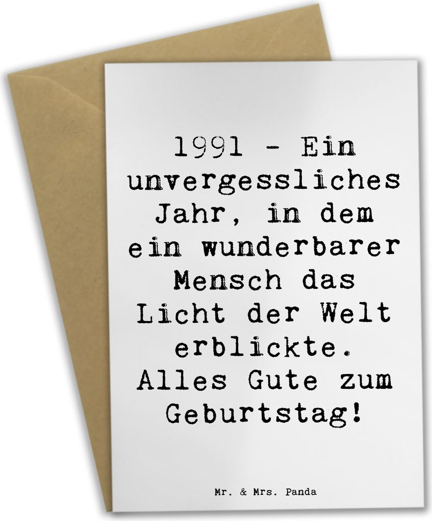 Mr. & Mrs. Panda Glückwunschkarte Spruch 1991 Geburtstag - Weiß - Geschenk, Alter, hochzeitskarten, Geschenke, Happy Birthday, dankeskarten, Gru...