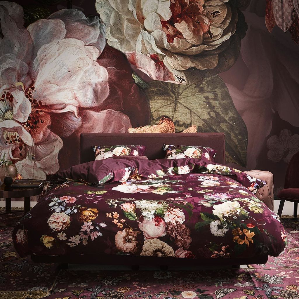 Essenza Home Baumwollbettwäsche Fleur Farbe Burgundy Größe 135x200 80x80