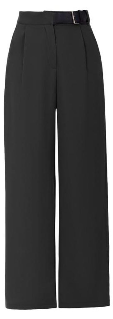 Damen-Anzughose mit Bundfalten, weitem Bein, hohem Bund und Produktbild 