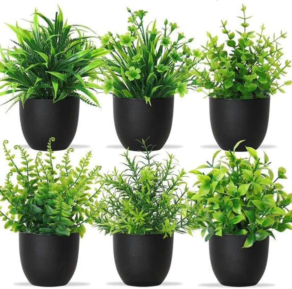 Plantes artificielles sans entretien lot de 6 petites plantes vertes