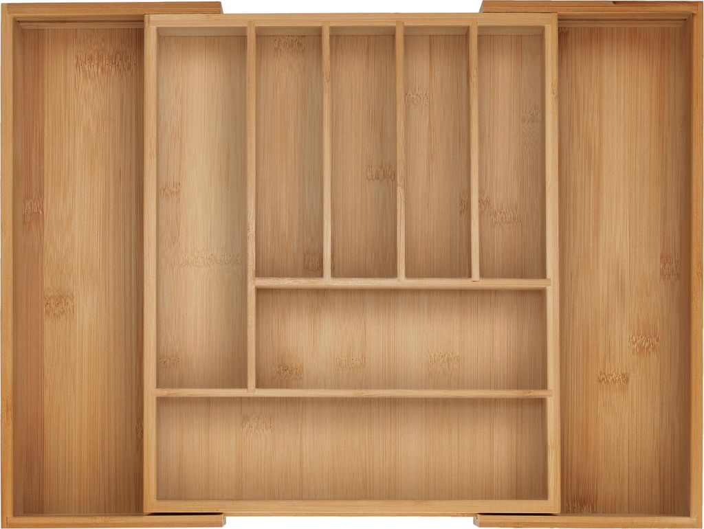 relaxdays Ausziehbarer Besteckkasten aus Bambus Produktbild 