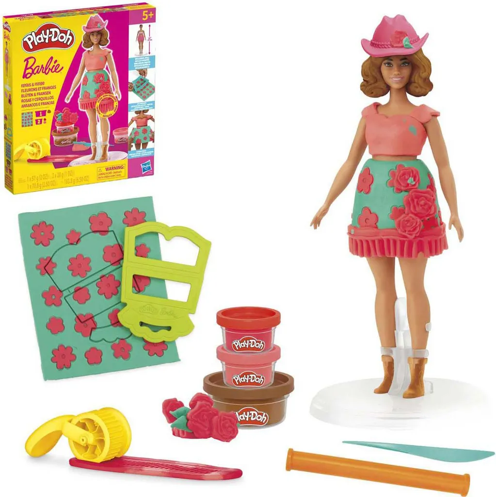 Jeu de moulage coiffure Barbie fleurs et franges rose Hasbro