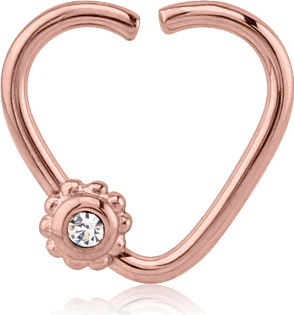 viva-adorno Knorpel Piercing Herz Kristall Ohrpiercing Helix Cartilage Tragus 316L Chirurgenstahl verschiedene Farben Z490,Herz 1x rosegold / klar