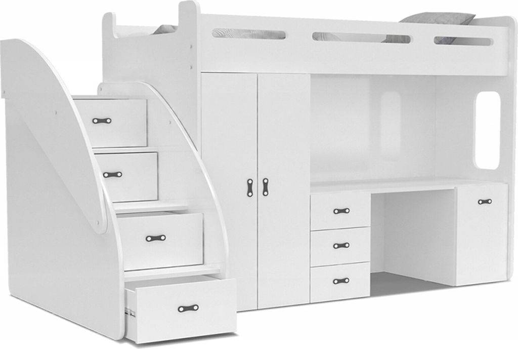 Etagenbett Hochbett Spielbett Kinderbett mit Matratze und Produktbild 