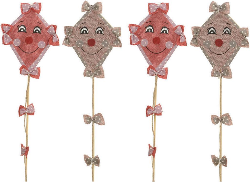 Herbstdeko Drachen 4x Stecker 2fach sort. rosa/natur Herbst 11xH15cm Deko
