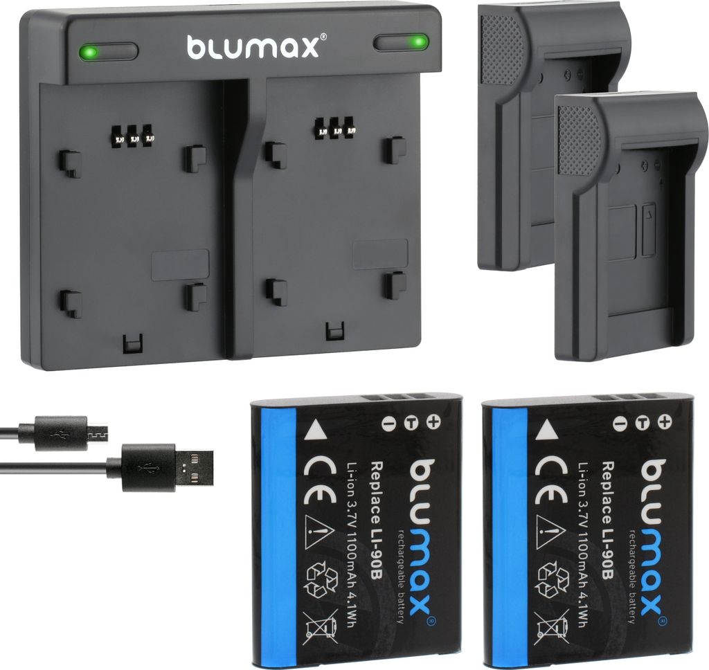 2x Akku + Lader für Olympus Li-90B LI-92B TG-4 XZ-2 SH-50 SH-60 1100 mAh