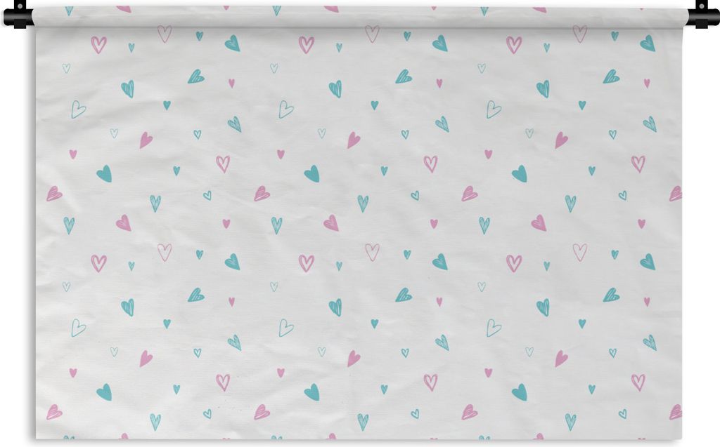MuchoWow Wandteppich Wandbehang Herzen - Muster - Pastell 150x100 cm Tapisserie Dekoration Wandtuch - Waschbar - Tapisserien - Wand-Decke