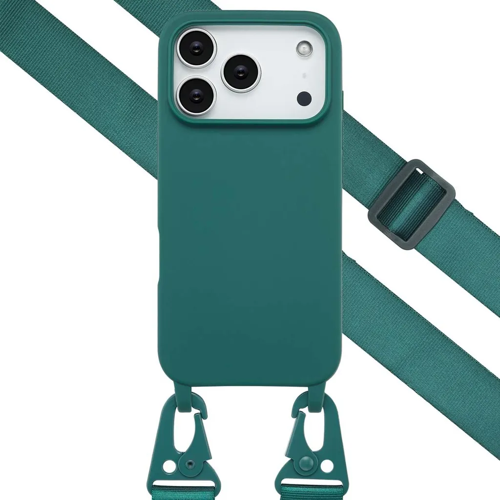 Stock Custodia iPhone 17 Pro Selencia Silicone Verde + Cinturino