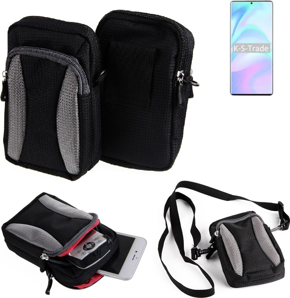 K-S-Trade Holster Schutz Hülle kompatibel mit ZTE Axon 31 Ultra 5G Handy Hülle Gürteltasche Umhängetasche mit Zusatzfach schwarz