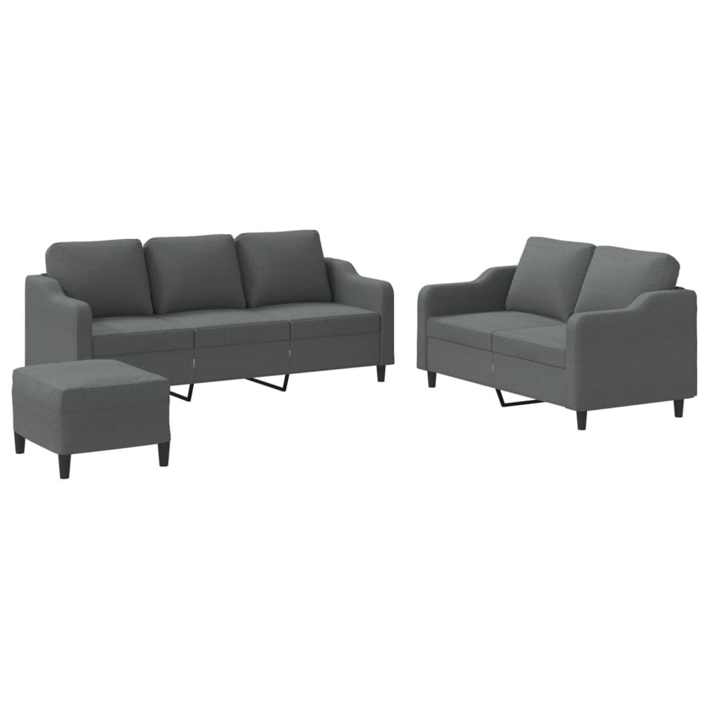 "SALE 2026"3-tlg. Sofagarnitur - elegantes Design - Couchgarnitur/Wohnzimmer - mit Kissen Dunkelgrau Stoff - 138x77x80cm - Klassische Sofas DEMöbe...