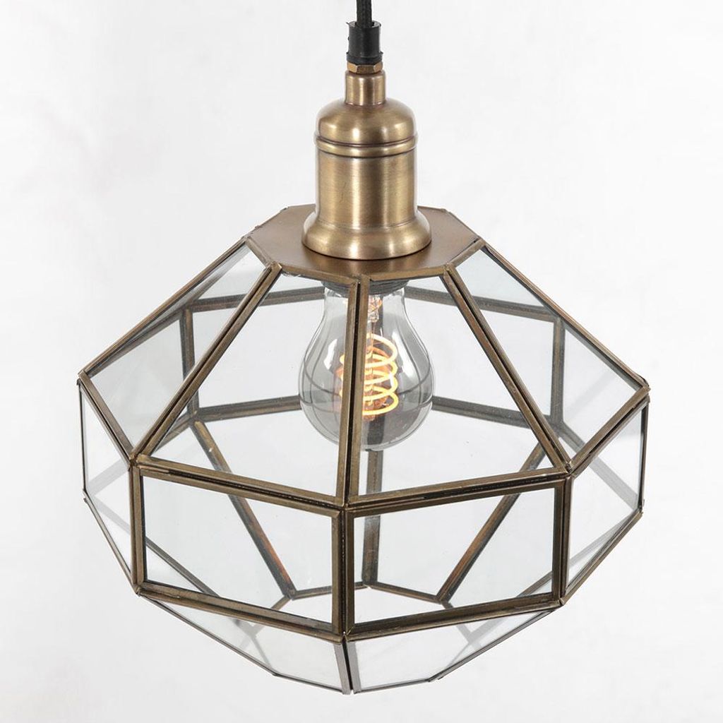 Steinhauer Pendelleuchte Pimpernel 1-flammig Gebürstete Bronze / Transparentes Glas 23x23cm