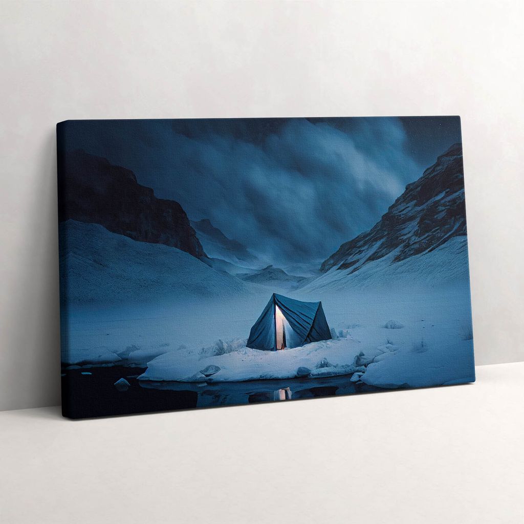 Zelt in den Bergen von Island – Leinwandbild Wandbild – 30x20 cm – Leinwandbilder – Wandbilder – Schlafzimmer – Flur