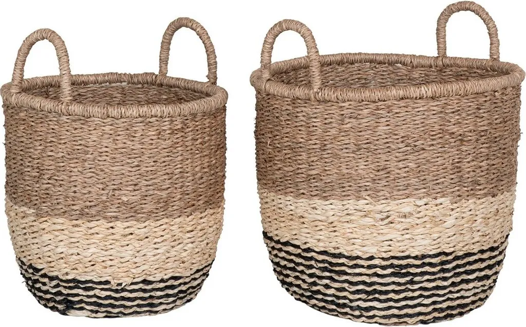 Paniers décoratifs style naturel Rootz Lima - Tressage jonc de mer lot 2