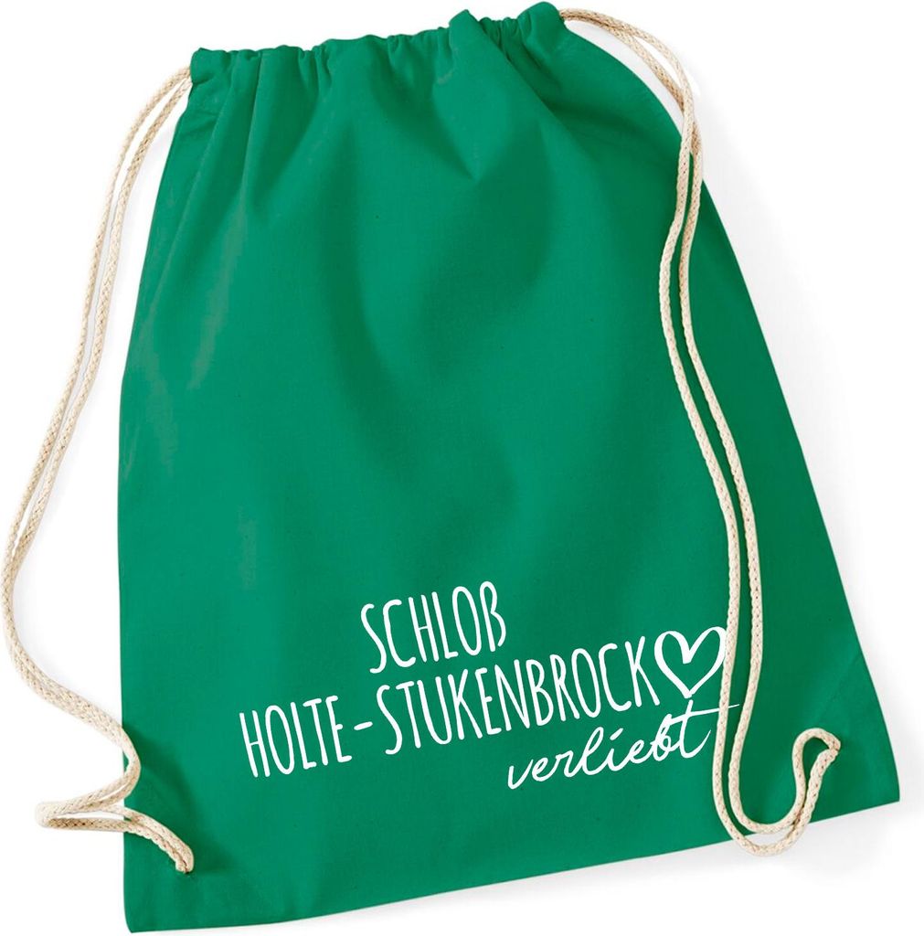 Huuraa Turnbeutel Schloß Holte-Stukenbrock verliebt 12 Liter Kelly Green Baumwolle Rucksack Geschenkidee