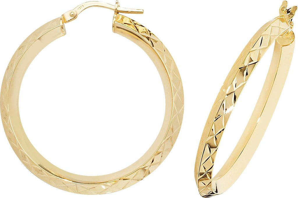 Edle 9 Karat (375) Gold Damen - Paar Creolen - 25mm; TRS38242MM25