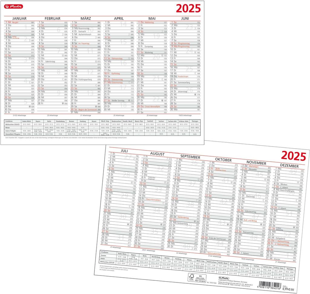 Herlitz 50047888, Tabuľka, 2 strany, A4, Červená, Biela, Obrázok produktu