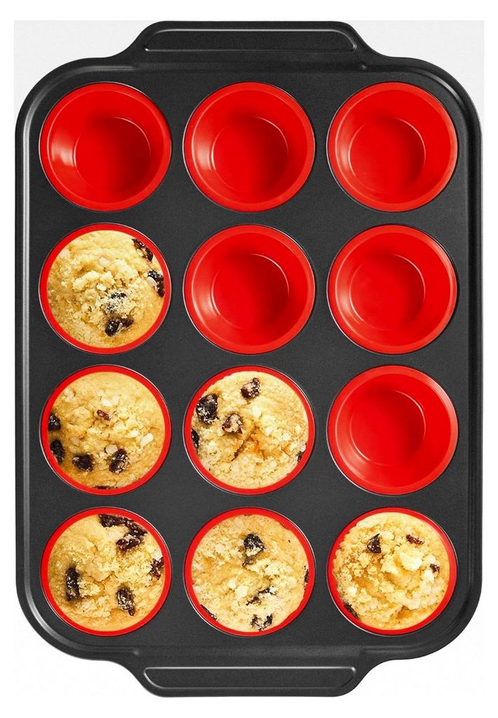 Silikon-Muffinblech mit Metallrahmen, 12er Antihaft-Muffinform, BPA-frei & spülmaschinenfest, ofenfest bis 230°C für Muffins, Cupcakes, Egg Bite...