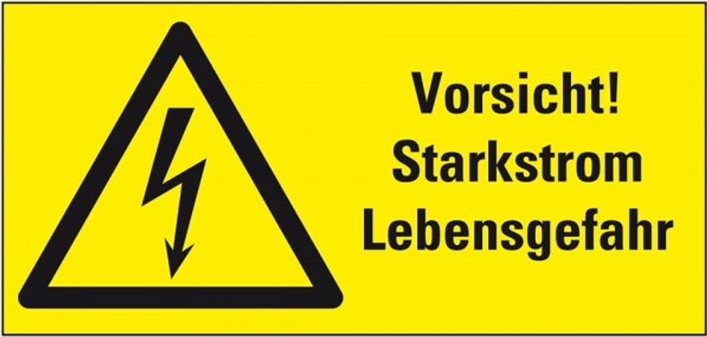 Dreifke Aufkleber I Warn-Kombischild Vorsicht! Starkstrom Lebensgefahr, prax...