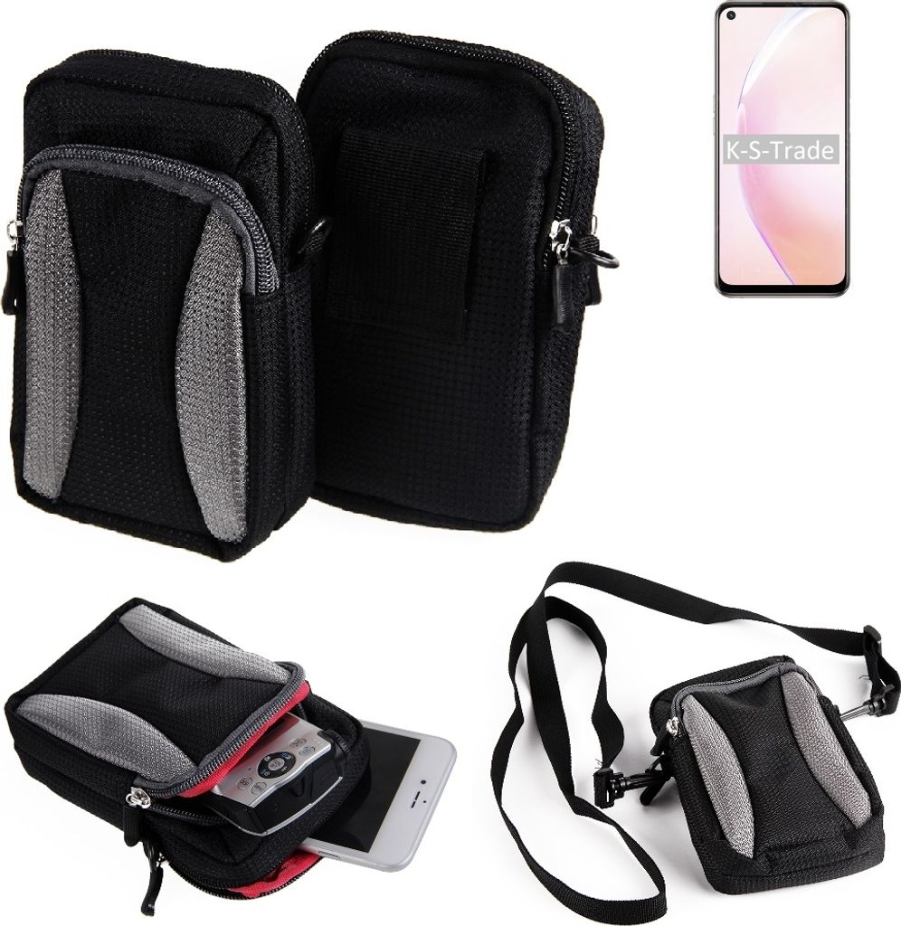 K-S-Trade Holster Schutz Hülle kompatibel mit Oppo A93s 5G Handy Hülle Gürteltasche Umhängetasche mit Zusatzfach schwarz