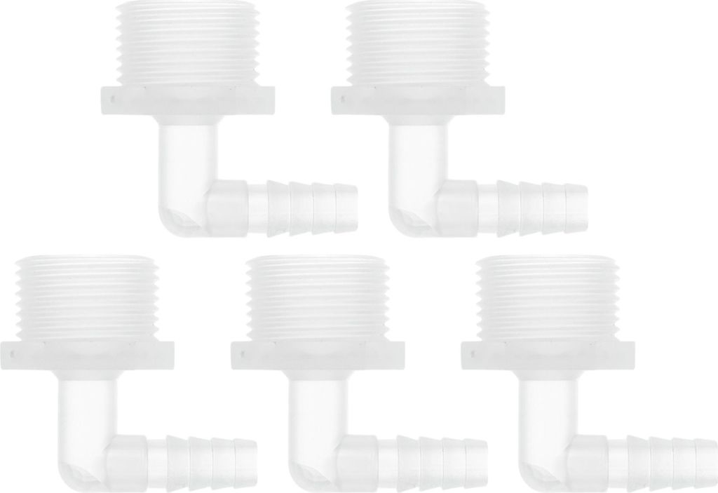 5 Stück Kunststoff-Schlauchstutzen 5/16" Schlauchstutzen G3/4 Männlich NPT Winkelstutzen Klar PP