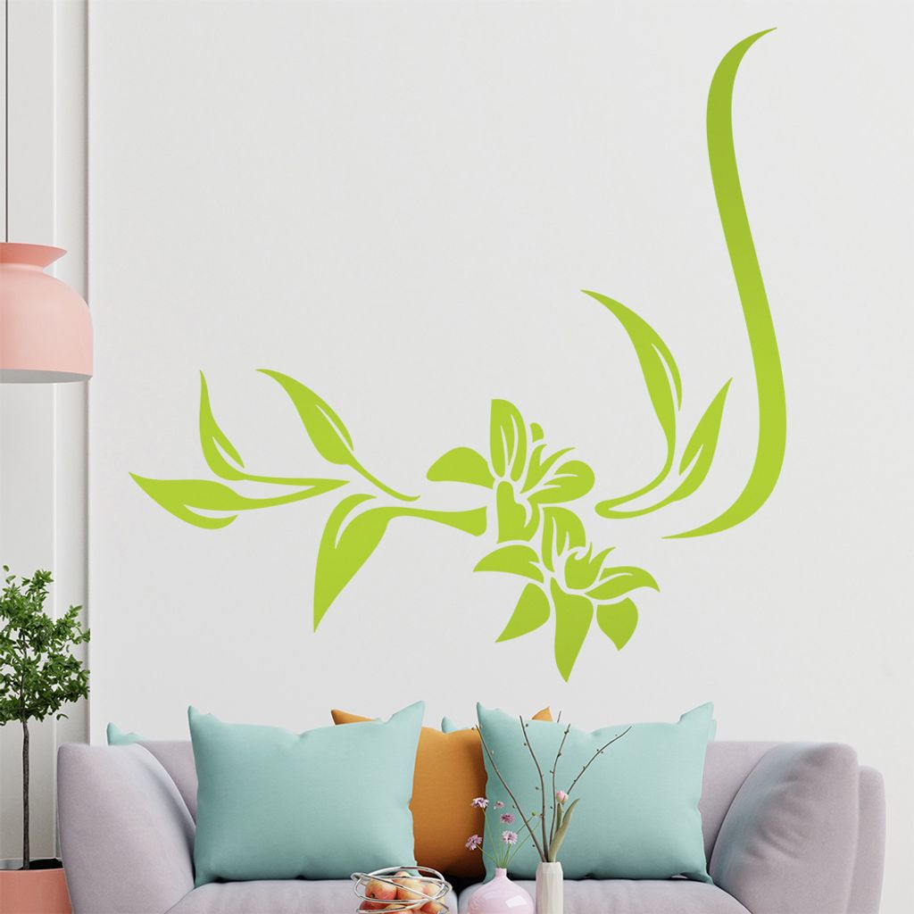 Blume - Linien Wandtattoo in 6 Größen - Wandaufkleber Wall Sticker - Dekoration, Küche, Wohnzimmer, Schlafzimmer, Badezimmer